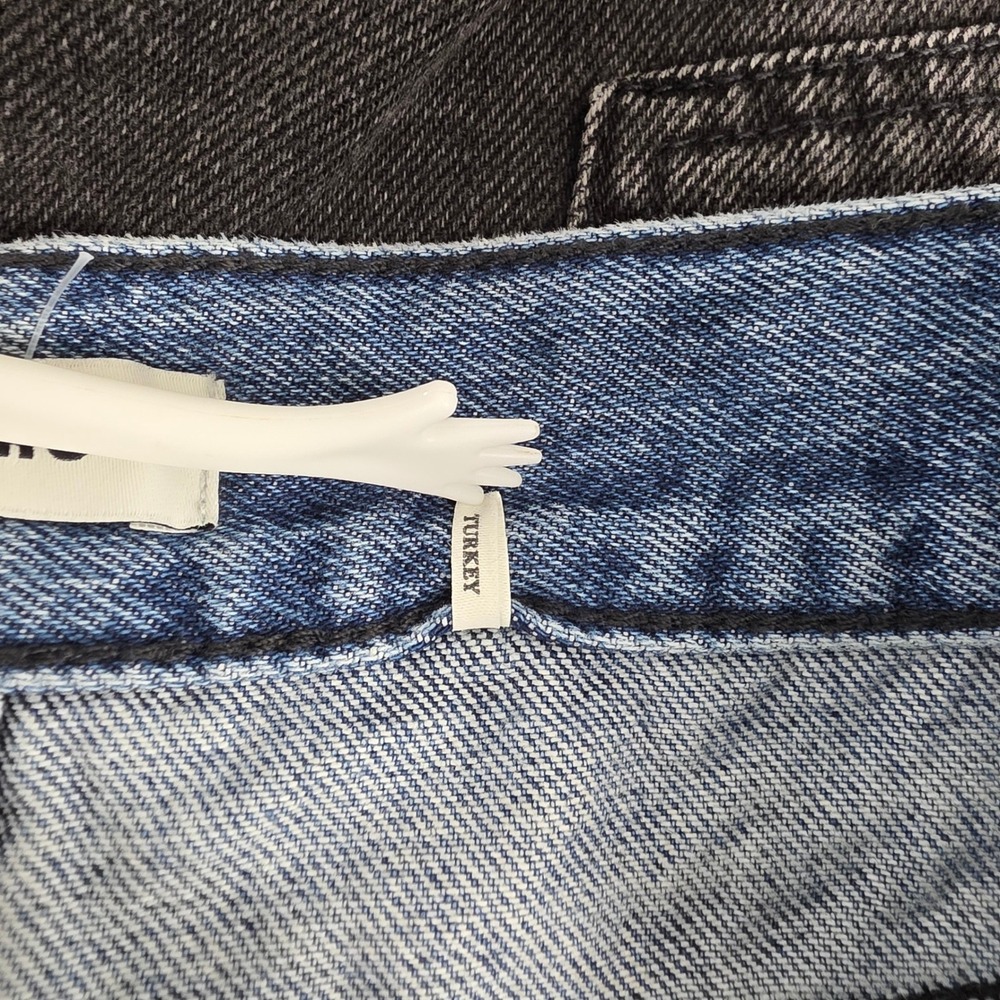 Sandro Paris Straight Leg Denim Jeans Charcoal Gray Blue Double Waist Sz 38 US 6 - Picture 3 of 11